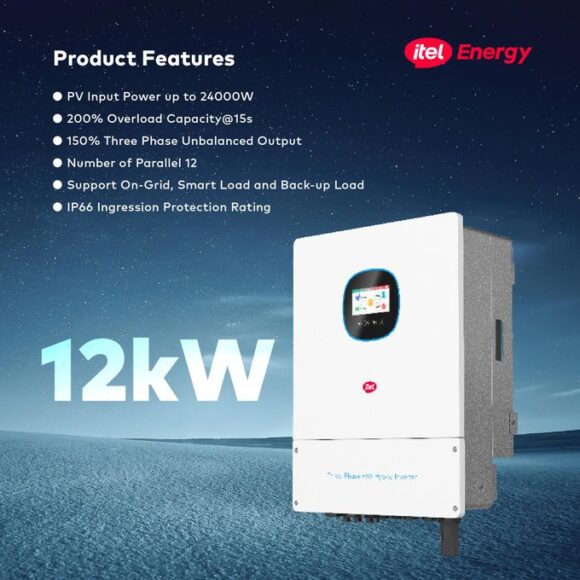 itel 12kW 3-Phase Hybrid Inverter – Commercial Solar Backup for Clinics, Offices & Estates (48V, IP66 Rated) 2
