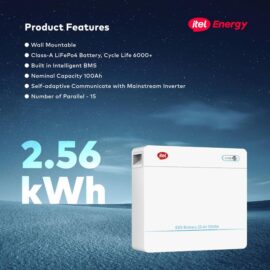 itel 2.56kWh Lithium Battery - Wall-Mounted Backup for Homes & Shops (25.6V, LiFePO4) 2