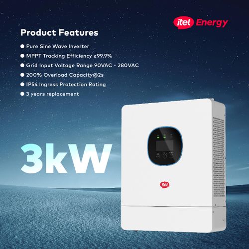 itel 3kW Hybrid Solar Inverter – 24V, Pure Sine Wave (Powers ACs, TVs, Fridge) 1