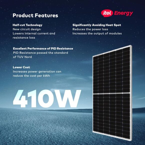 itel 410W Monocrystalline Solar Panel – Rooftop Solar for Homes, Shops & Offices (High-Efficiency, IP68 Rated) 2