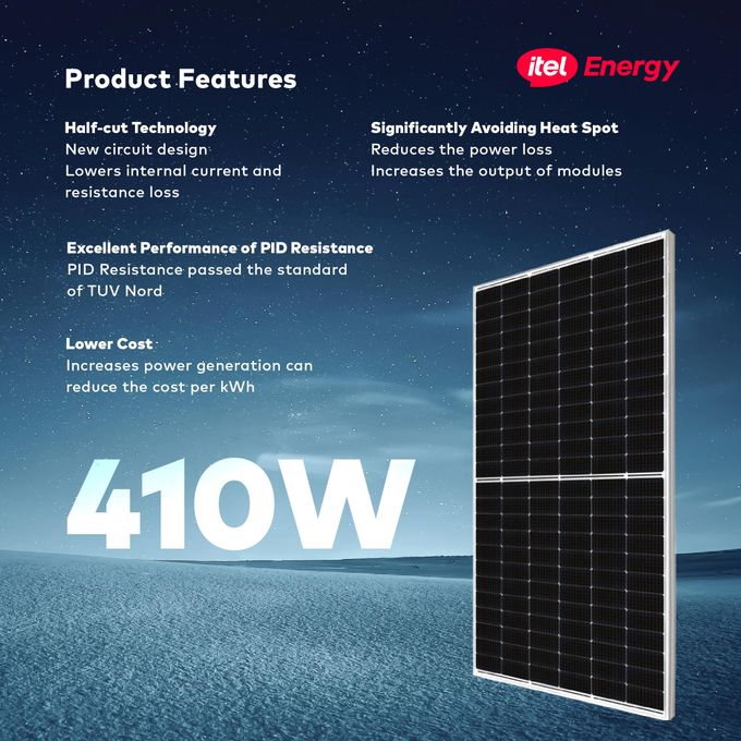itel 410W Monocrystalline Solar Panel – Rooftop Solar for Homes, Shops & Offices (High-Efficiency, IP68 Rated) 2