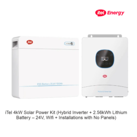 iTel 4kW hybrid inverter, 2.56kWh lithium battery, 24V solar system, solar power kit, inverter and battery combo, home solar backup, off-grid power system, reliable solar inverter, iTelSolar products, hybrid inverter Nigeria, complete 4kw 4kva solar setup without panel